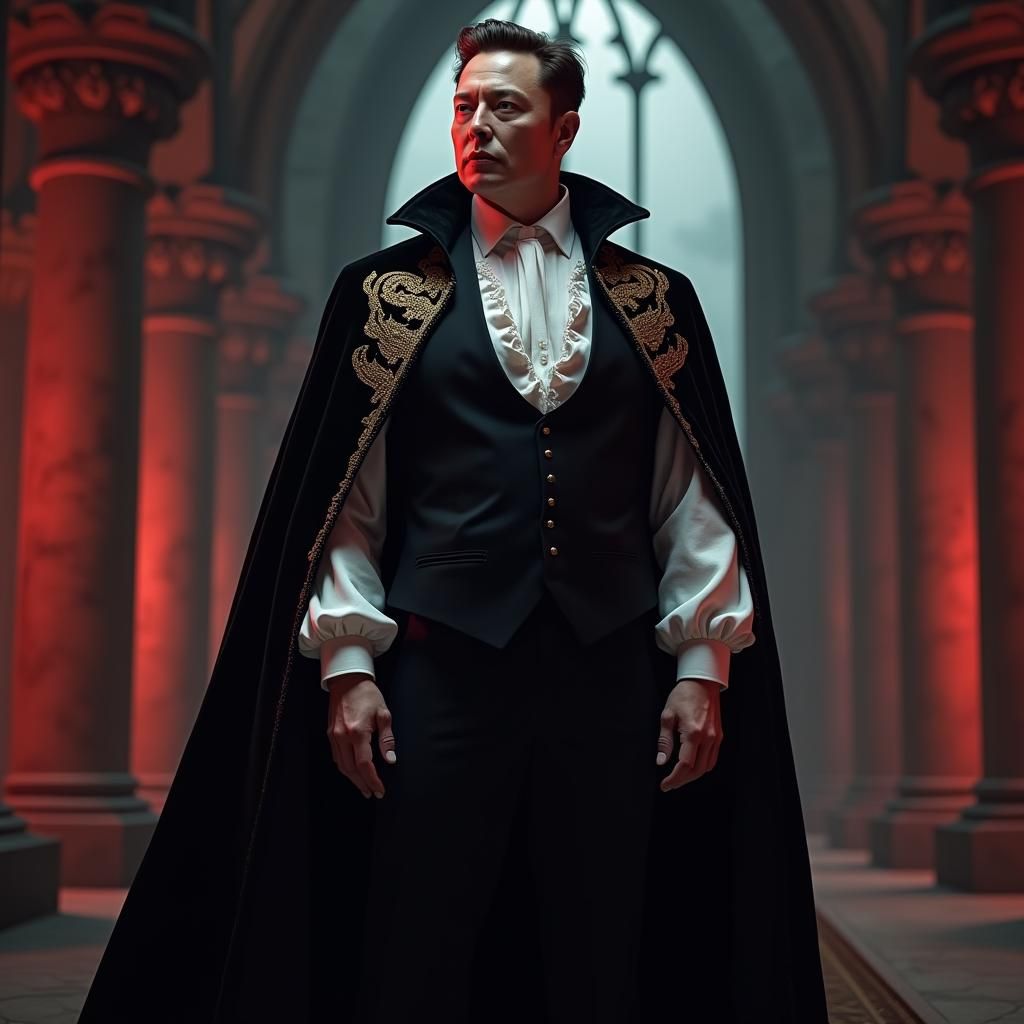 Elon Musk as a Vampire in Gothic Art Style