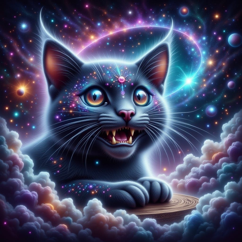 Mystical Chesire Cat in Zodiac Constellations