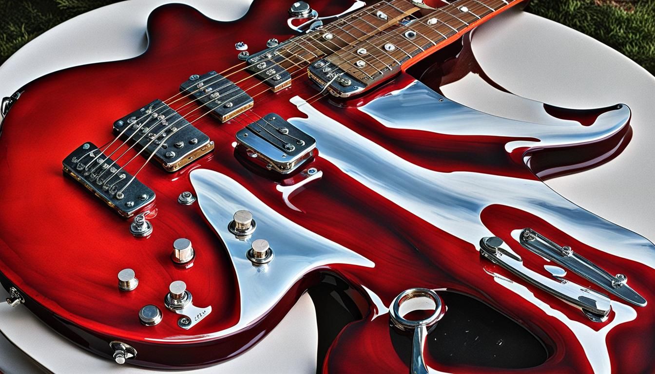 Surreal Melting Red Electric Guitar in Dali Style