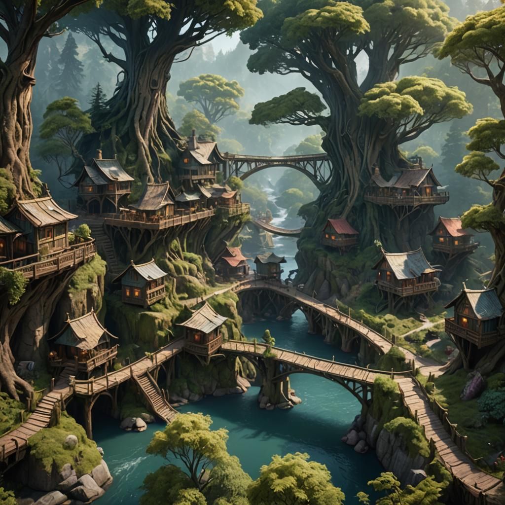 Fantasy Ranger Encampment in a Detailed Matte Painting