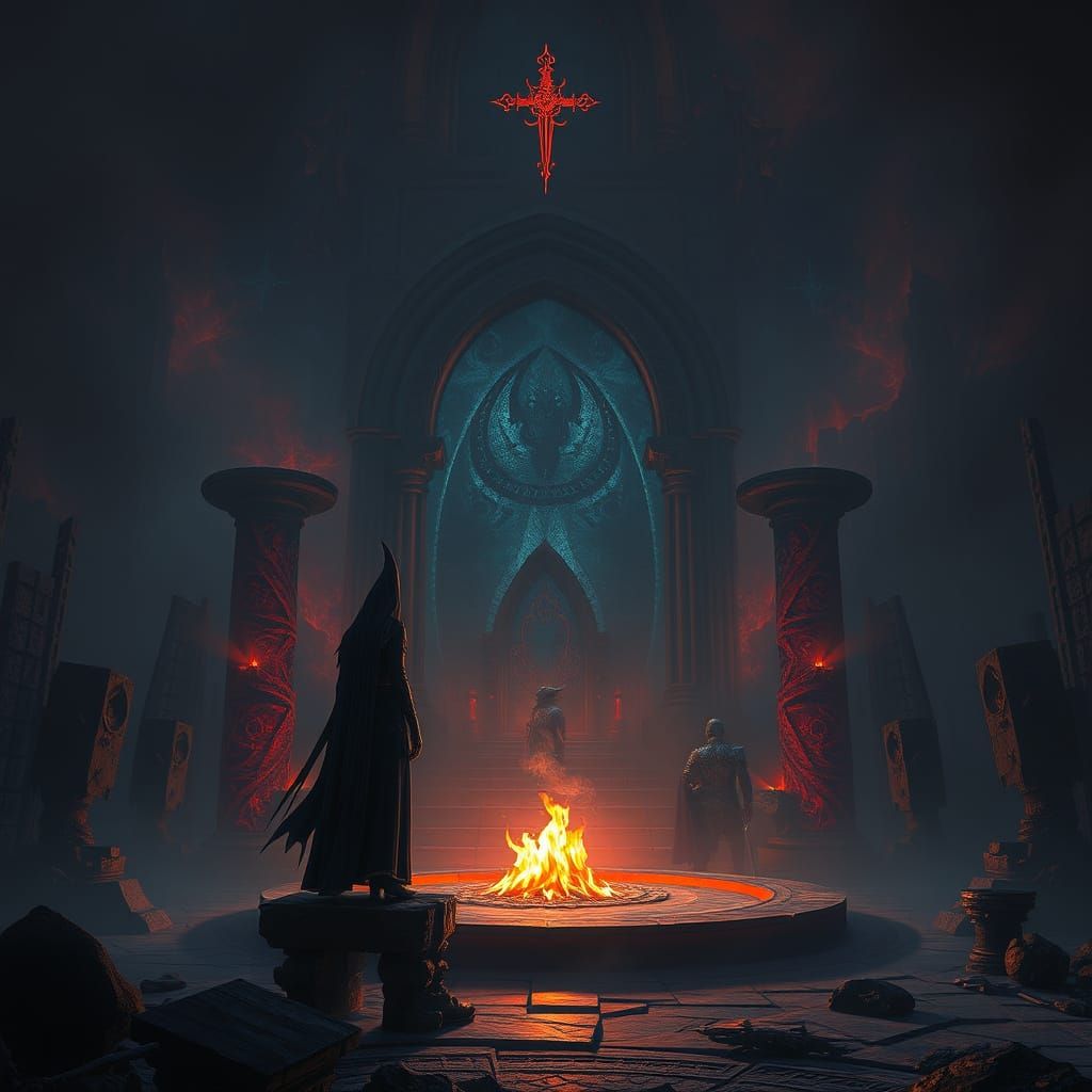 Dark Fantasy Priestess Prepares Forbidden Sacrifice in Ancie...