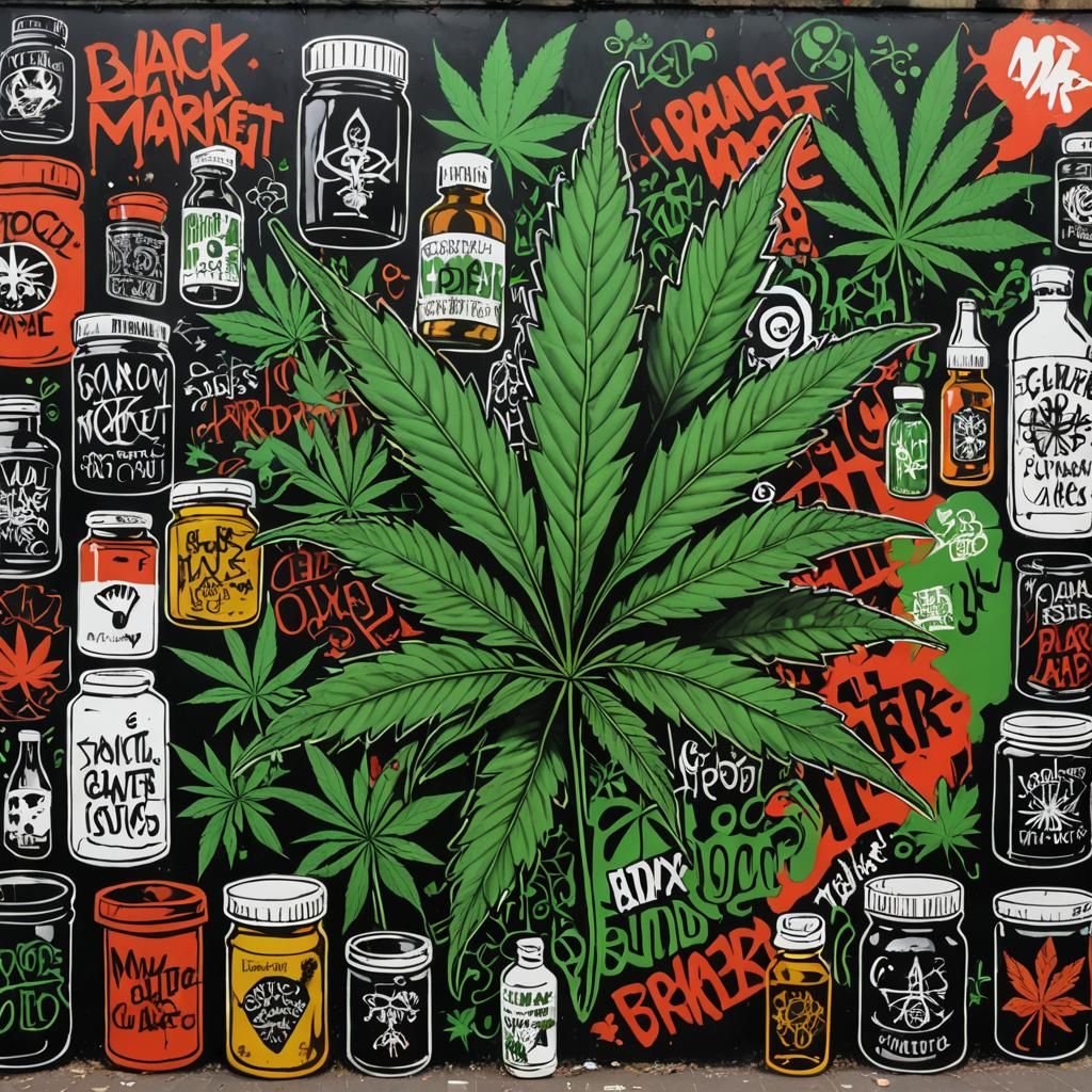 Medicinal Cannabis Black Market in Gothic Graffiti Art