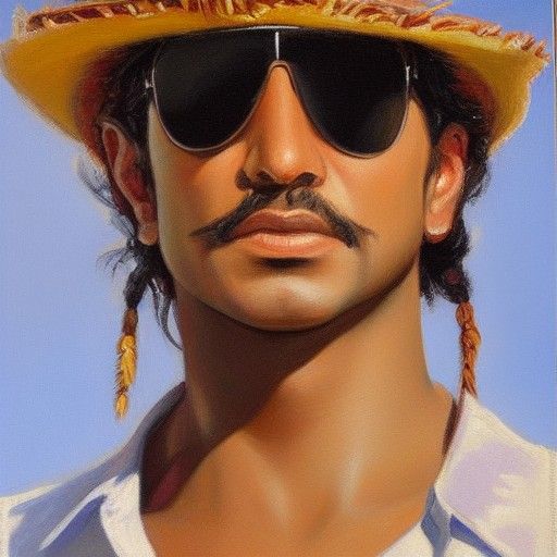 Portrait of a Multicultural Man as Oil Painting