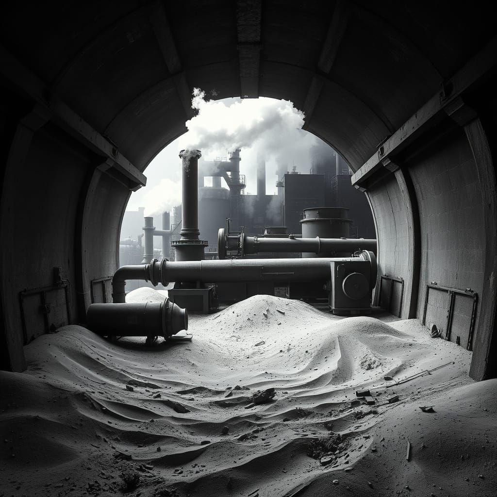 Industrial Furnace with Dune Landscape