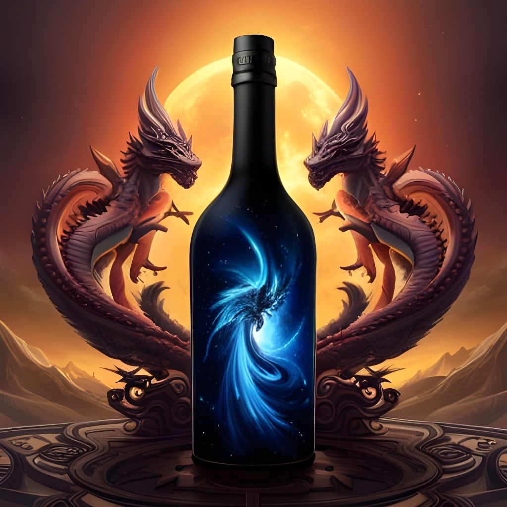 Galactic Dragon in a Bottle: Hyperrealistic Art