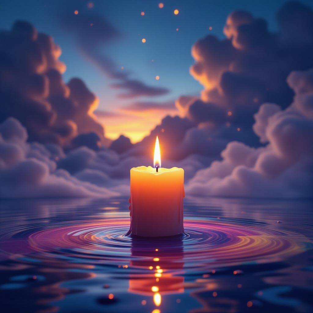 Candle Flame Spills Rainbow Colors in Dreamlike Illusions