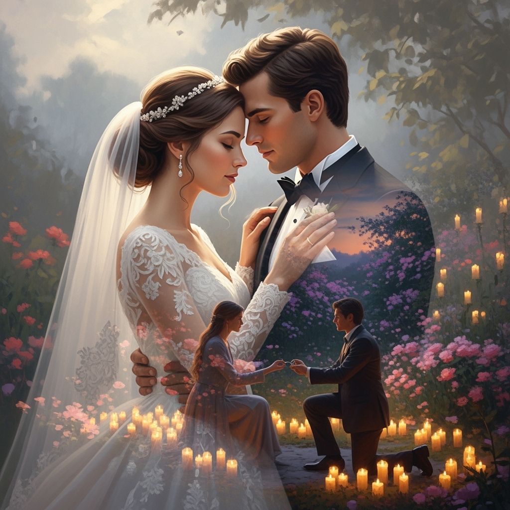 Romantic Wedding Embrace with Garden Proposal