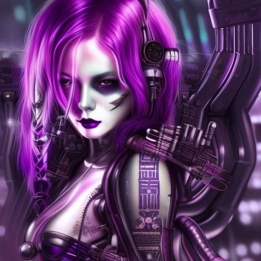 Cyberpunk Geisha Assassin in Biopunk Gothic Style