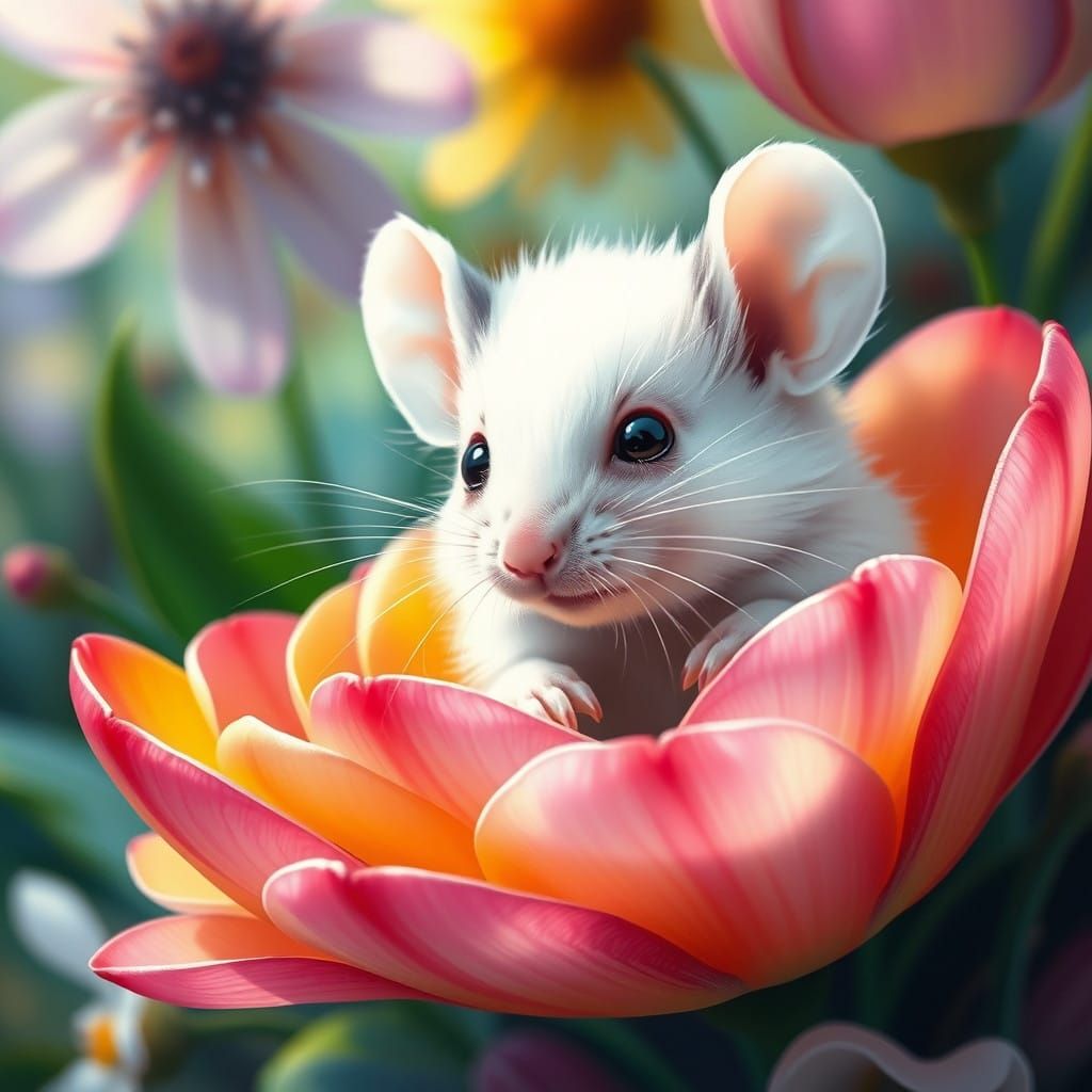 Enchanting, whimsical, Full Body, fantasy painting, in an enchanting garden on a sunny morning,  Inspired by Konstantin ...