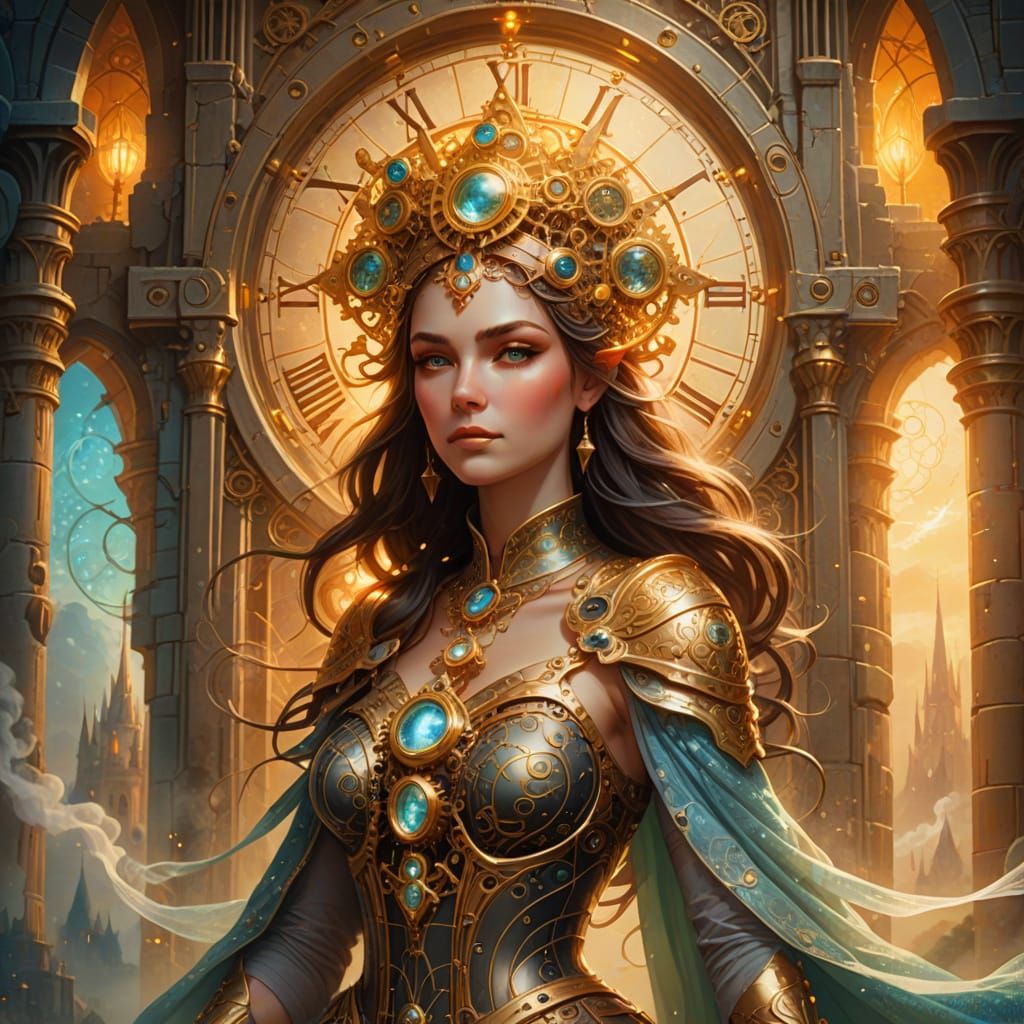 Goddess of Time in a Mystical Fantasy Castle