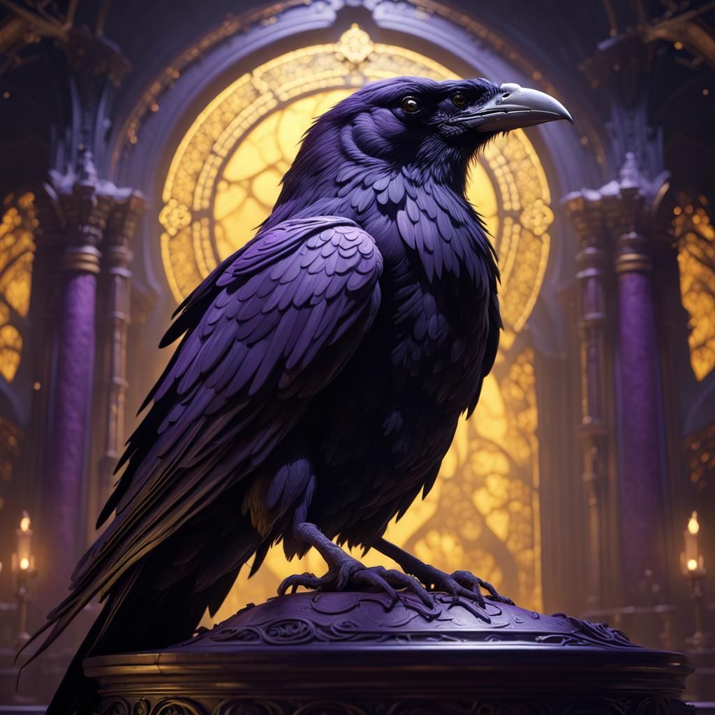 Detailed Dark Raven in Dark Fantasy Style