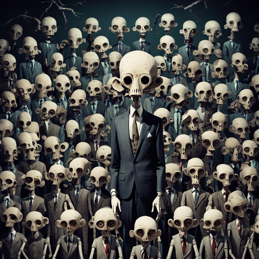 Surreal Character with Doll Limbs and Junked Cages