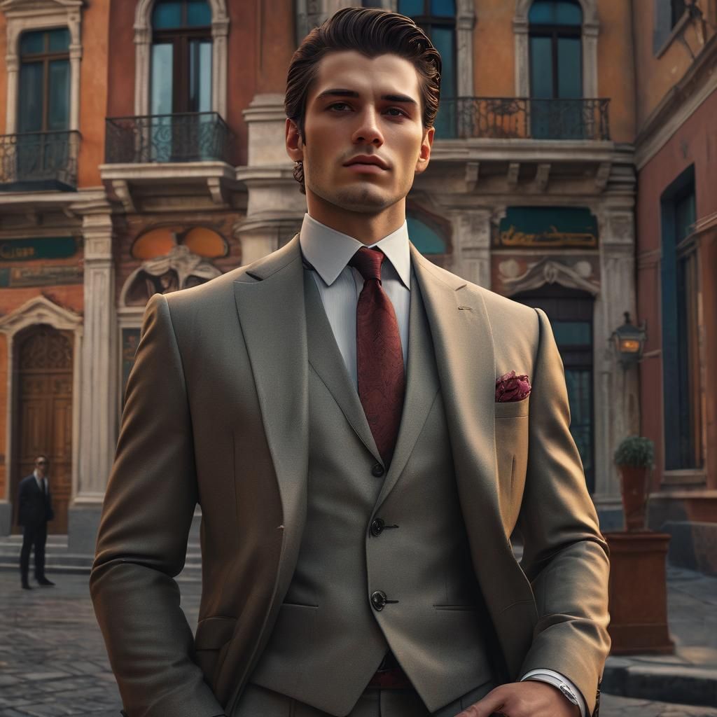 Mafia Don in Renaissance Setting, Hyperrealistic Art
