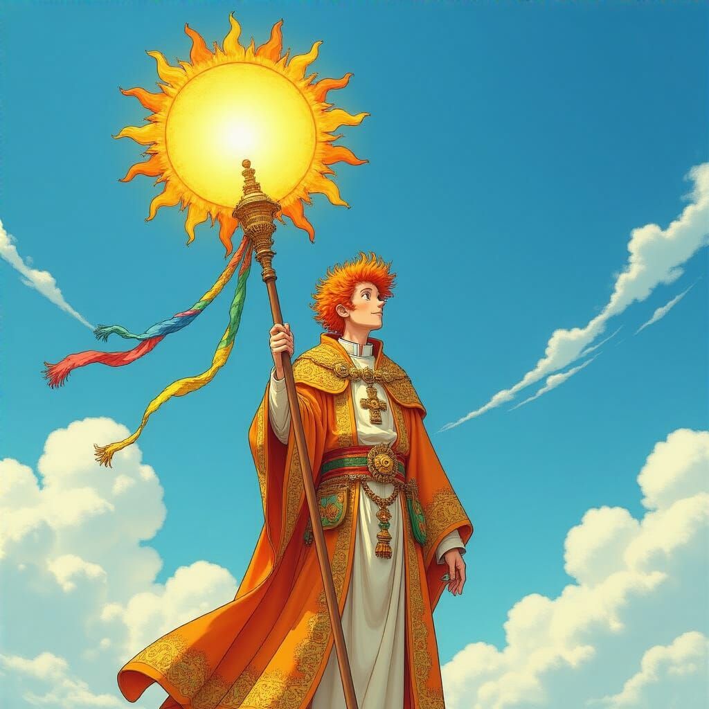 Priest Carries Sun Across Sky