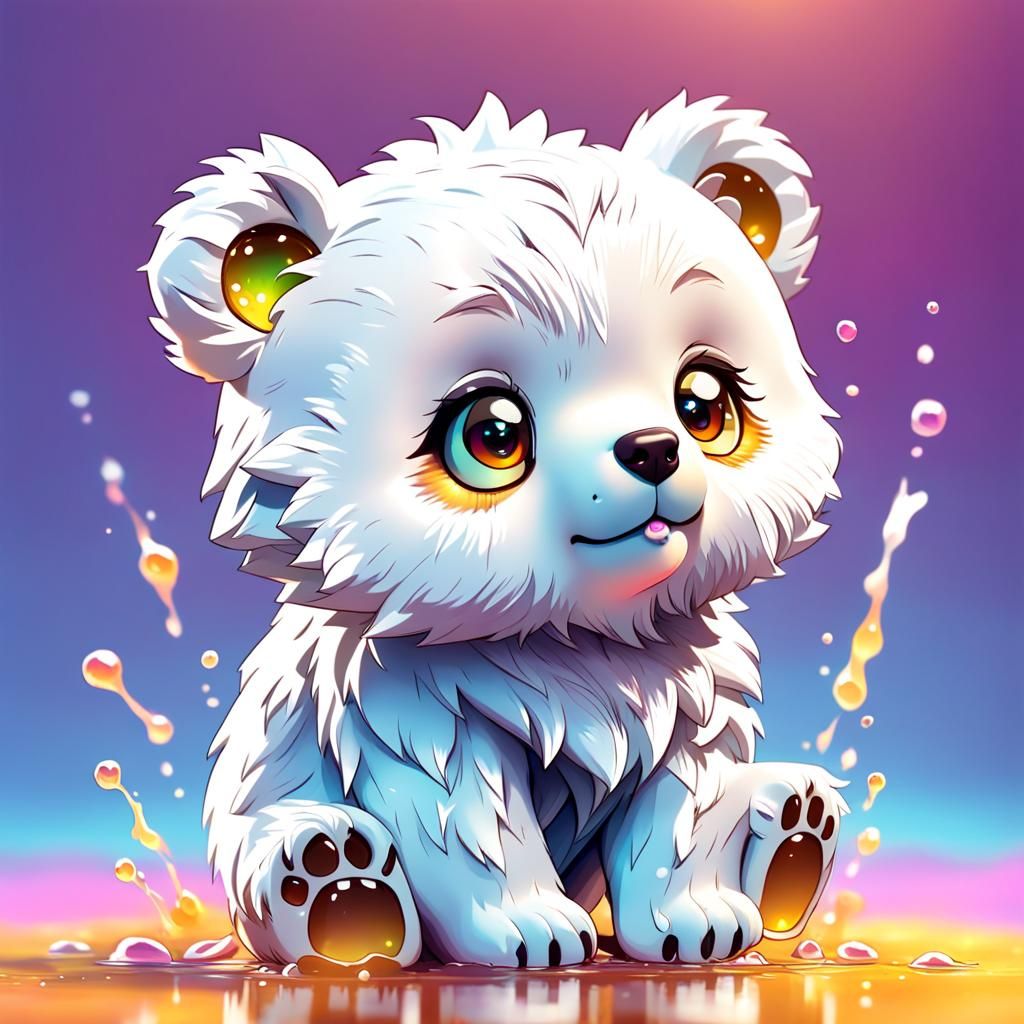Adorable Furry Baby Bear Chibi in Hyperrealistic Style