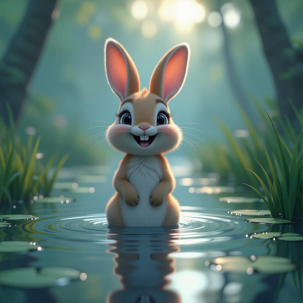 Laughing Bunny in Misty Biopunk Swamp