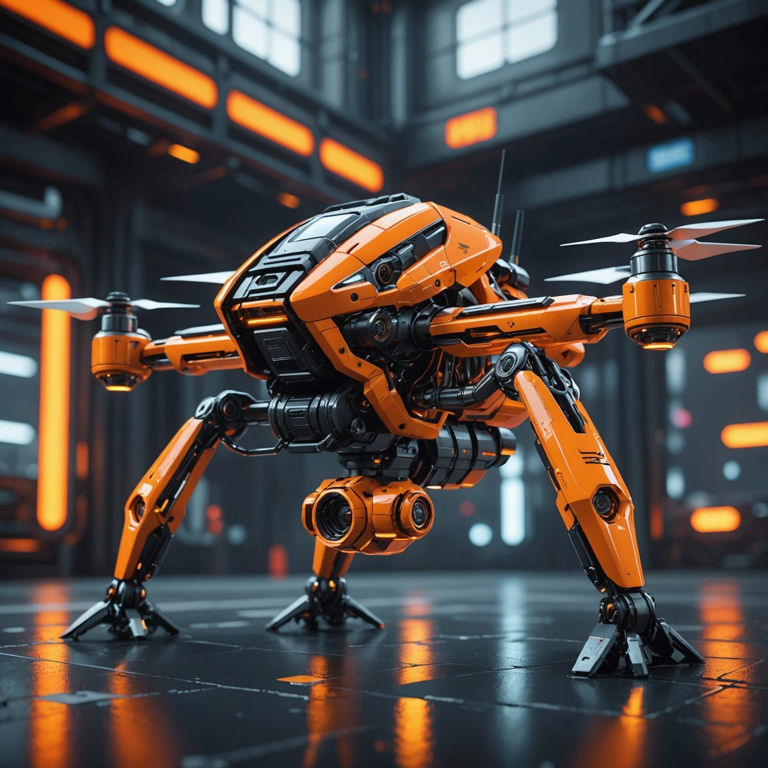 Futuristic Neon Drone in Sci-Fi Style