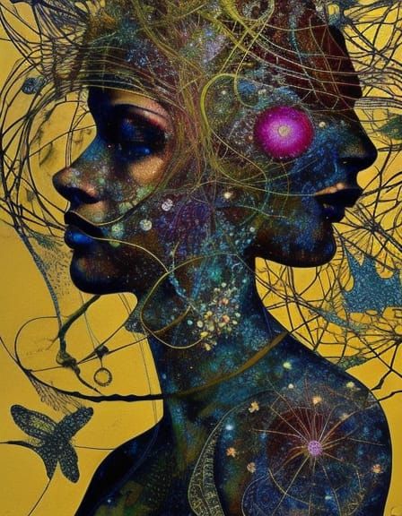 Intricate Woman Portrait in Textile Art Style