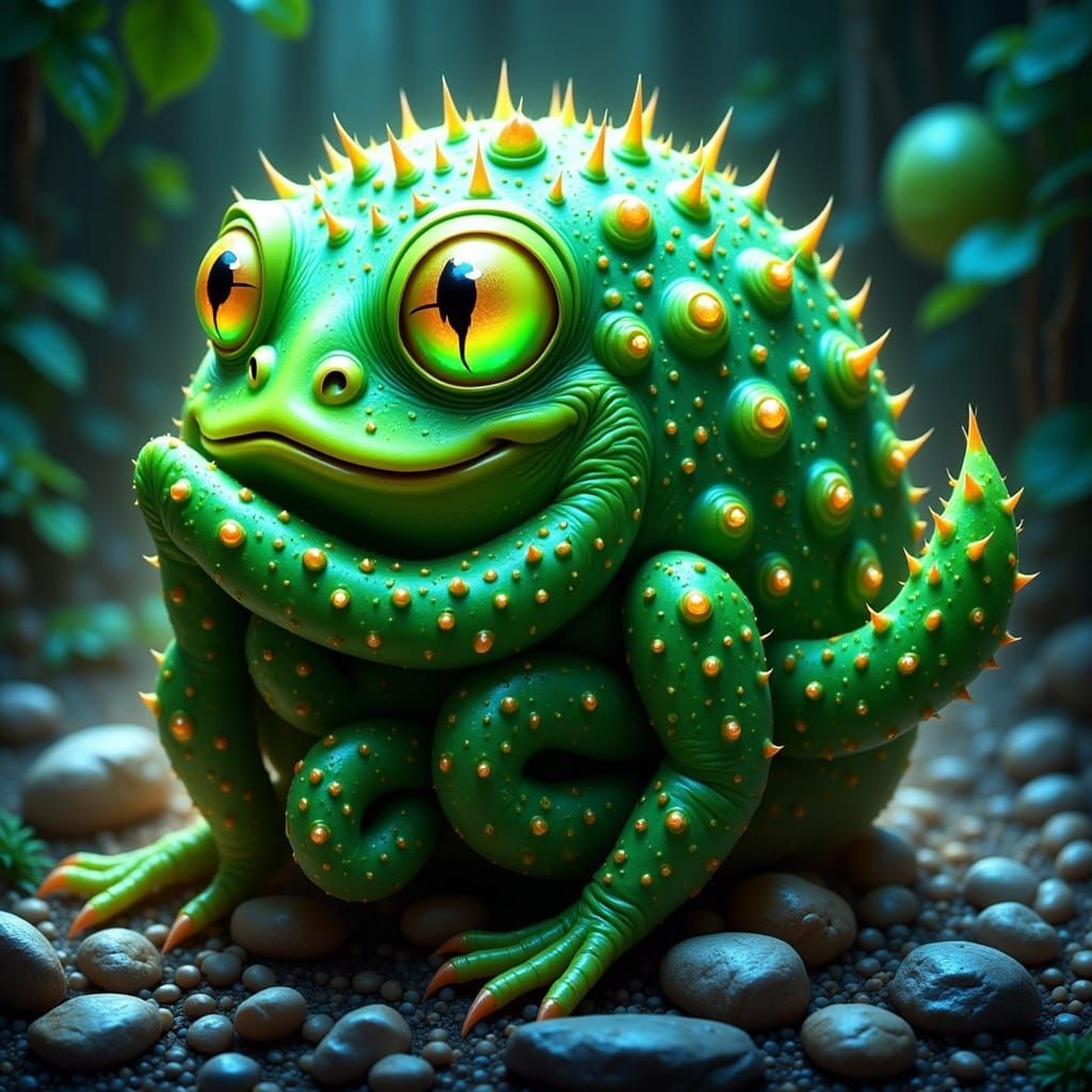 Surreal Cactus Blooms with Mirthful, Sinuous Vines