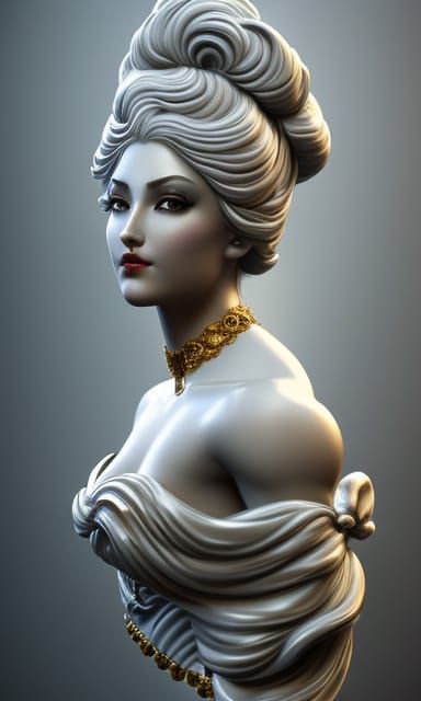 Detailed Marble Statue Girl in Digital 3D Art