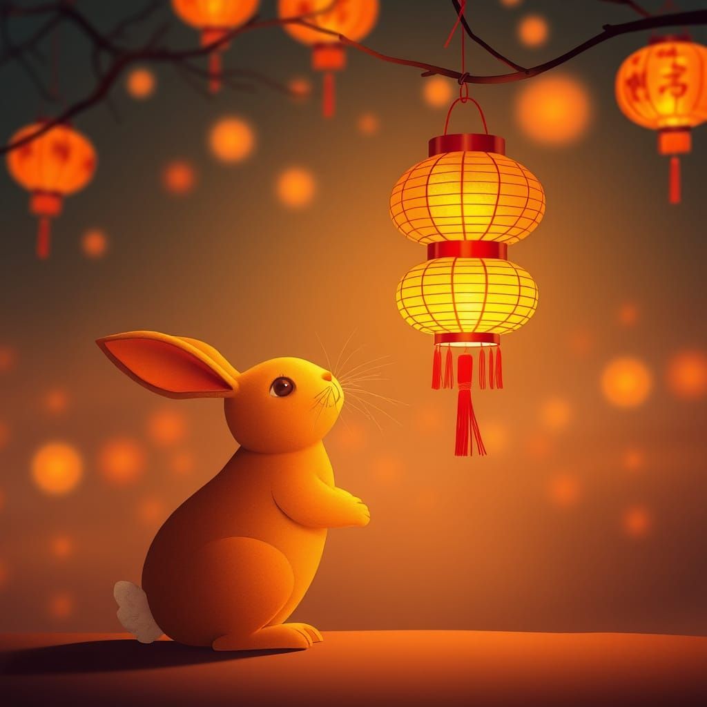 Rabbit Gazing at Mid-Autumn Lantern