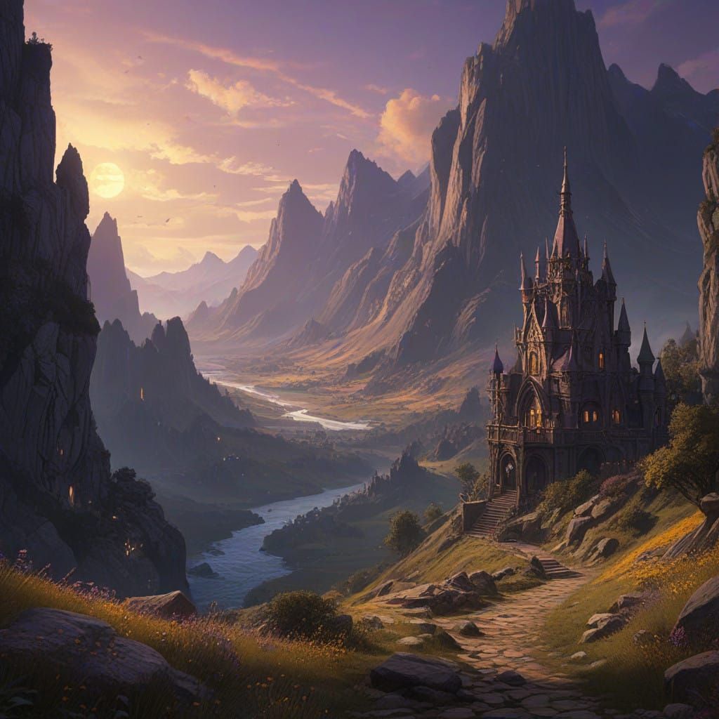 Epic Lord of the Rings Landscape in Dark Fantasy Style