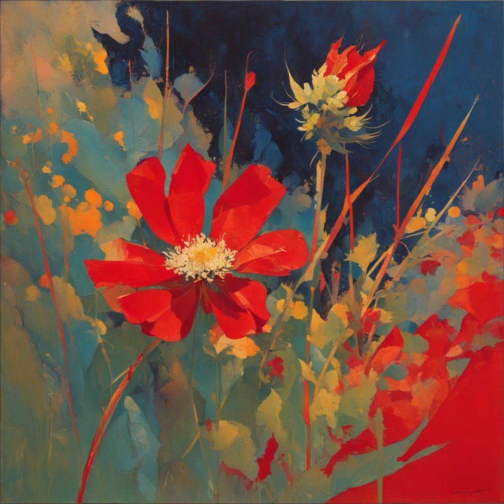 Vibrant Red Wildflower Blooms in Isolation