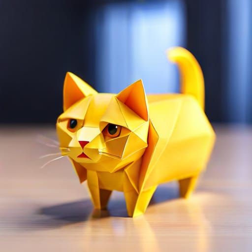 Detailed Origami Cat Papercraft in 8K
