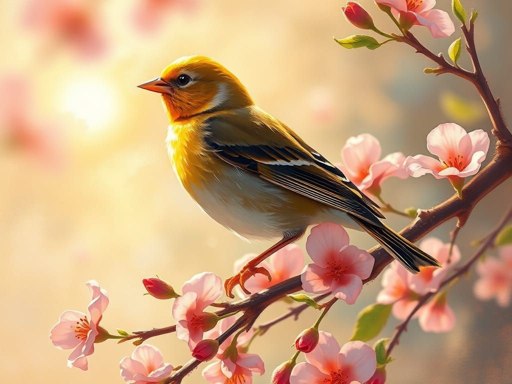 Golden Finch in Impressionist Style