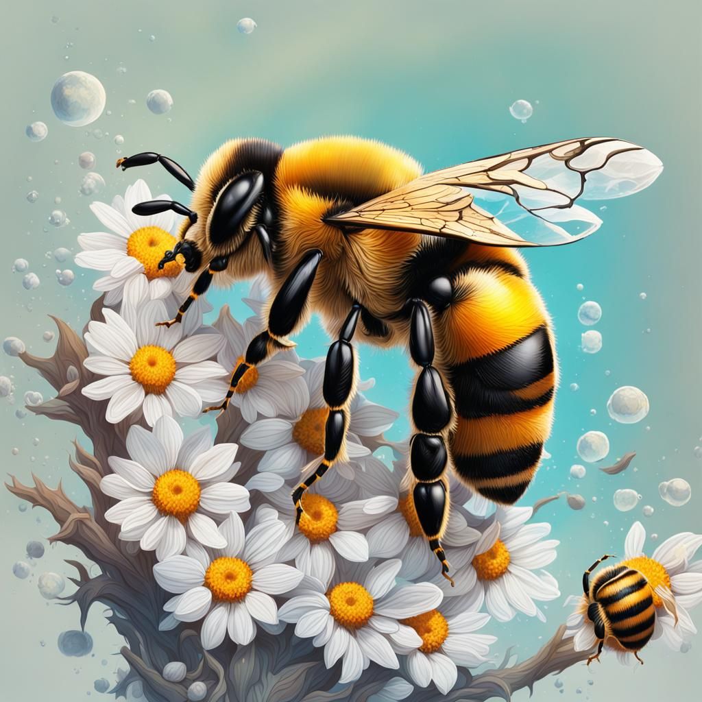 Hyperrealistic Bee Colony Honors Queen Under Moonlight