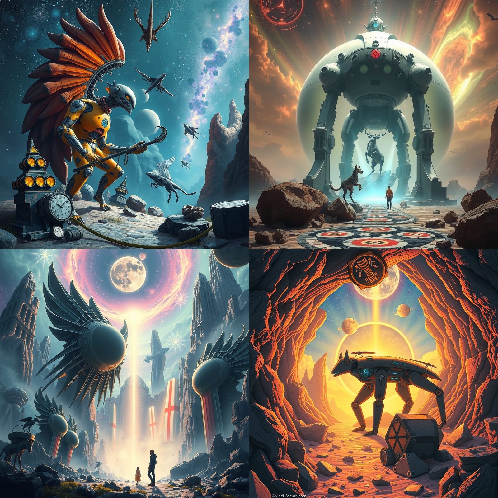 Futuristic Psychedelic Robotic Wildlife Sanctuary