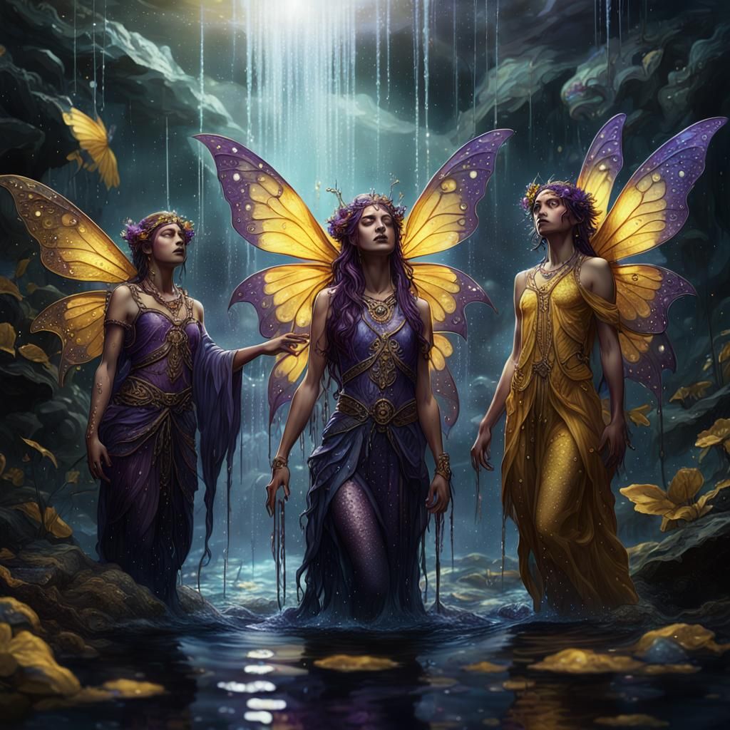 Mystical Fairy Goddess in Dark Fantasy Landscape