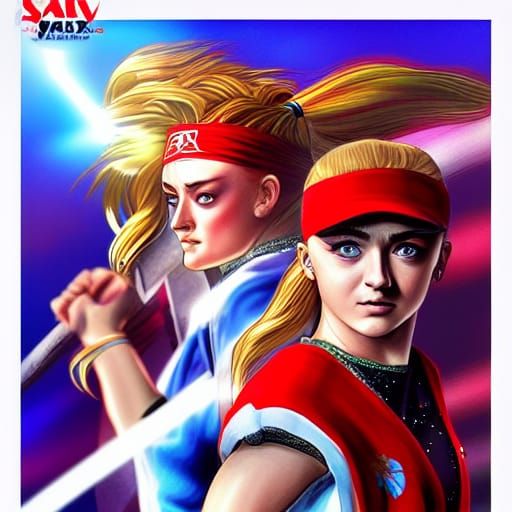 Sophie Turner and Maisie Williams as Fatal Fury Characters