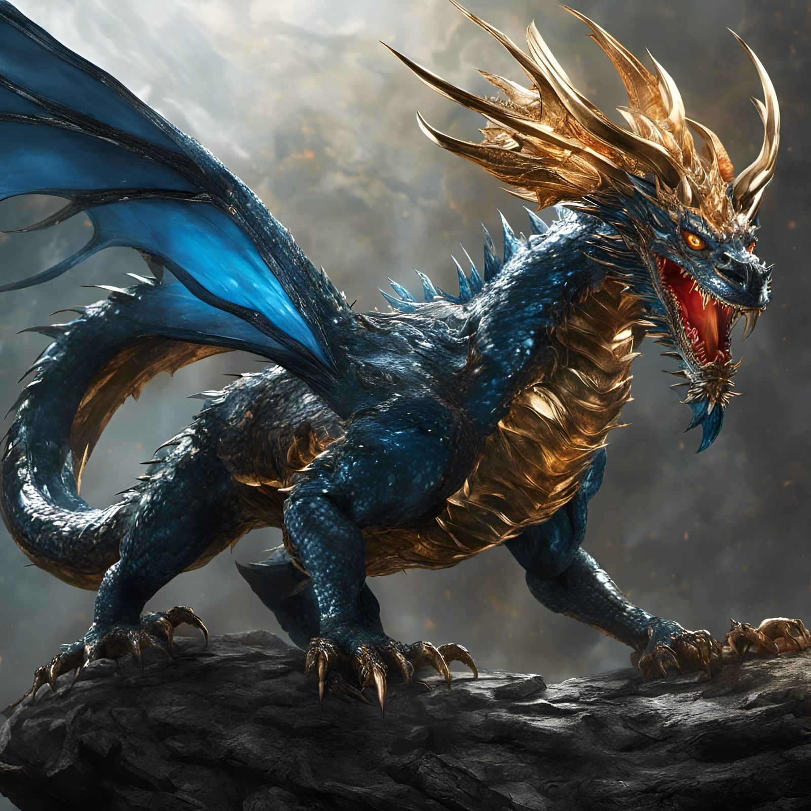 A statue of a glass dragon