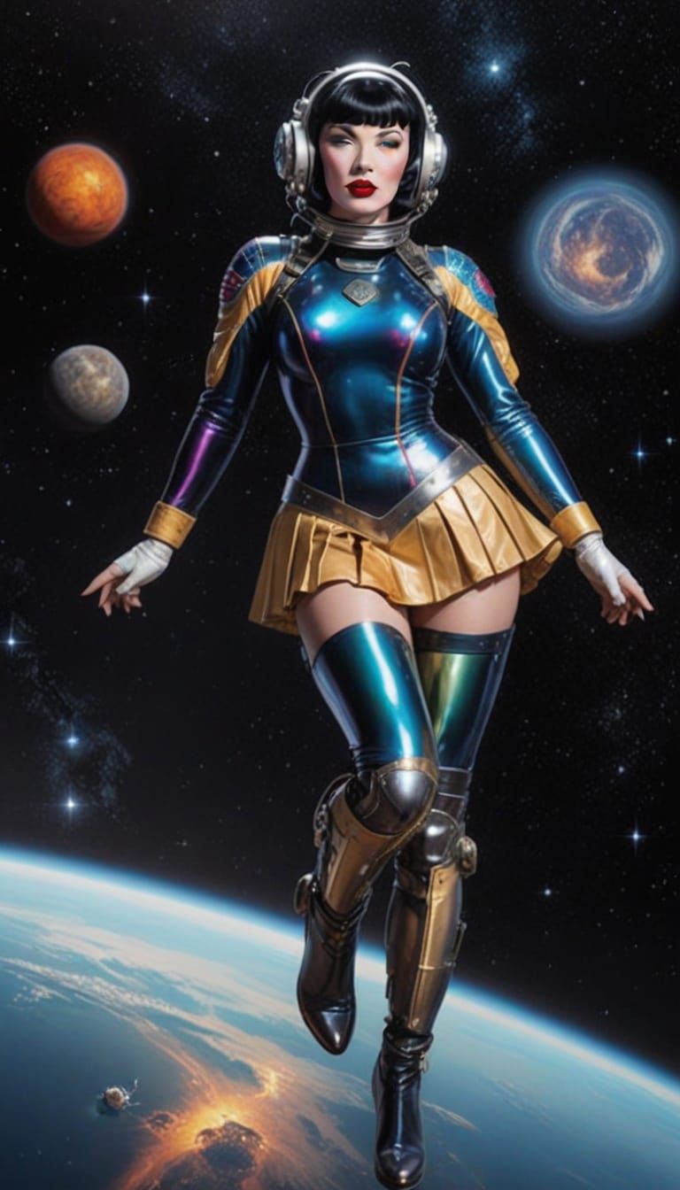 Retro Sci-Fi Pinup in Space