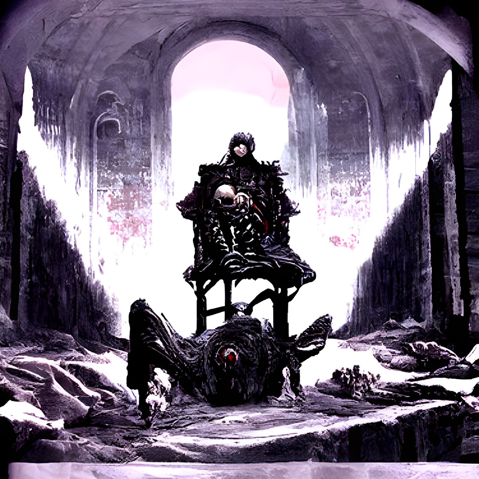 Gothic Lord of Despair on Throne of Death