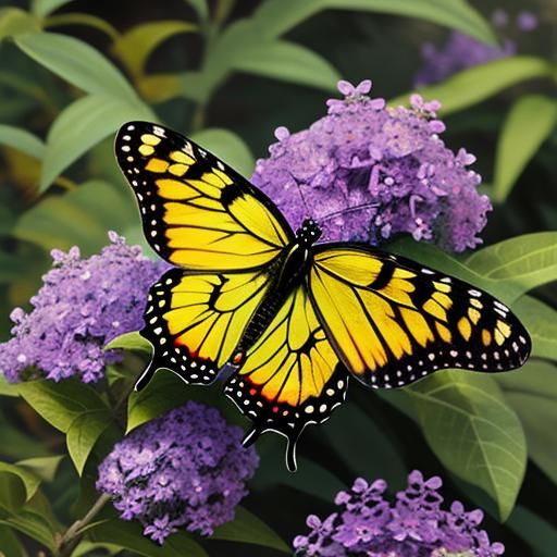 Butterfly on Butterfly Bush Close-up