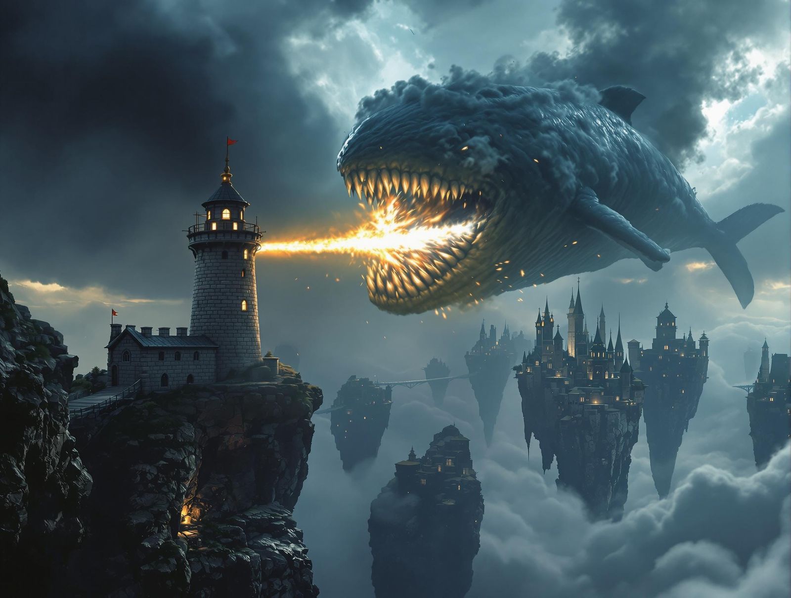 Epic Sky City Destroying Smokey Whale Leviathan