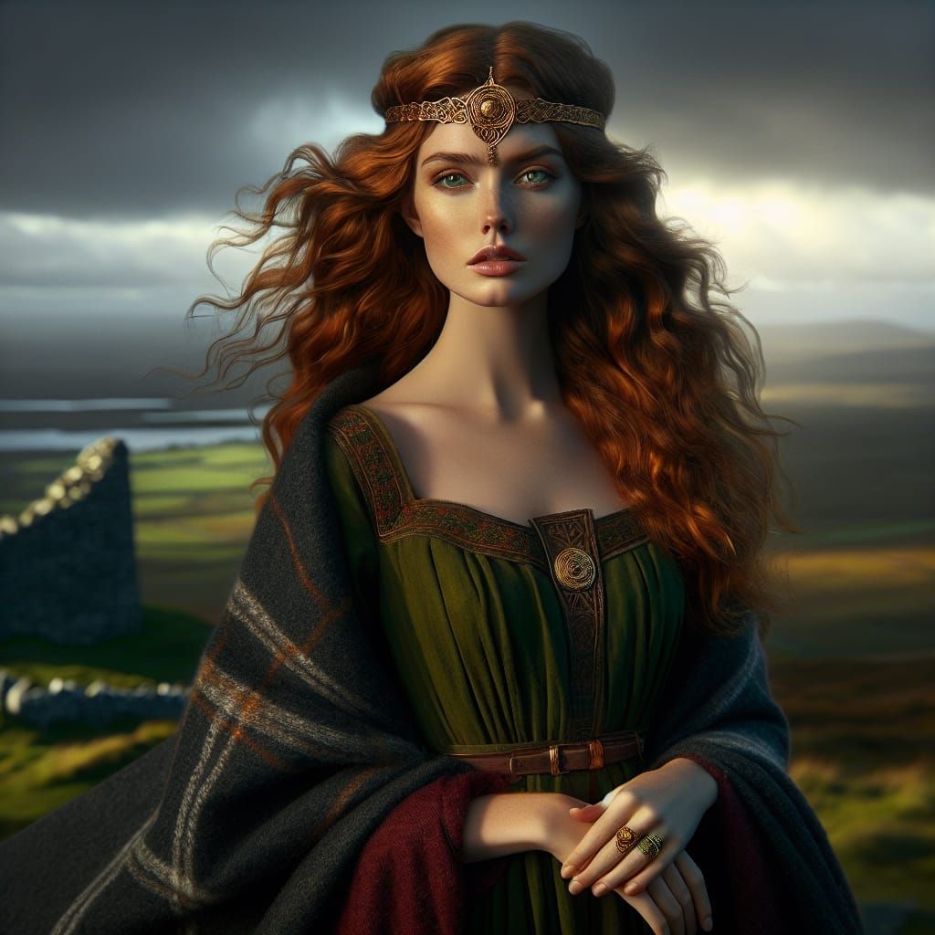 Celtic Goddess Queen Medb at Tara: 8k Digital Art