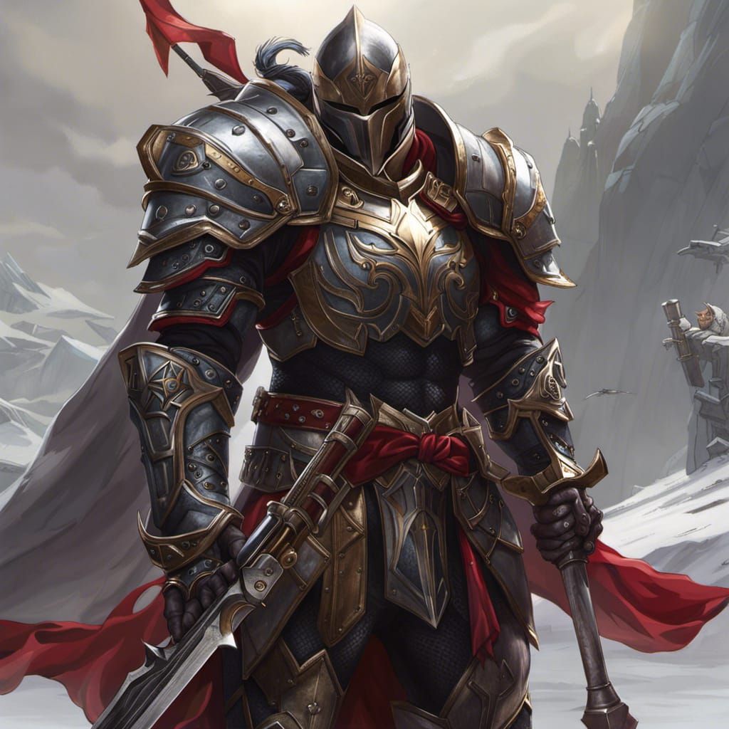 Half-Elf Paladin in Intricate Platinum Armor