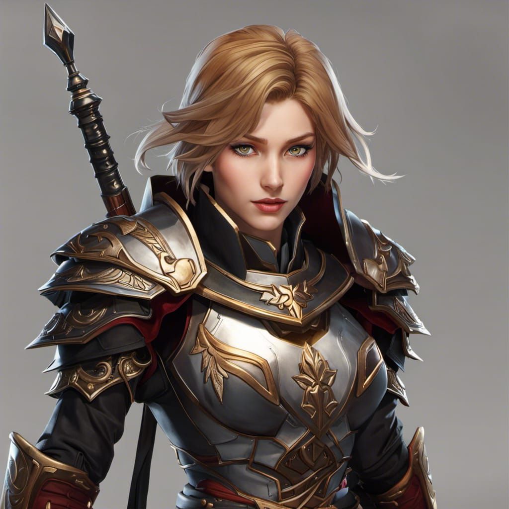 Half-Elf Paladin in Intricate Armor, Digital Art