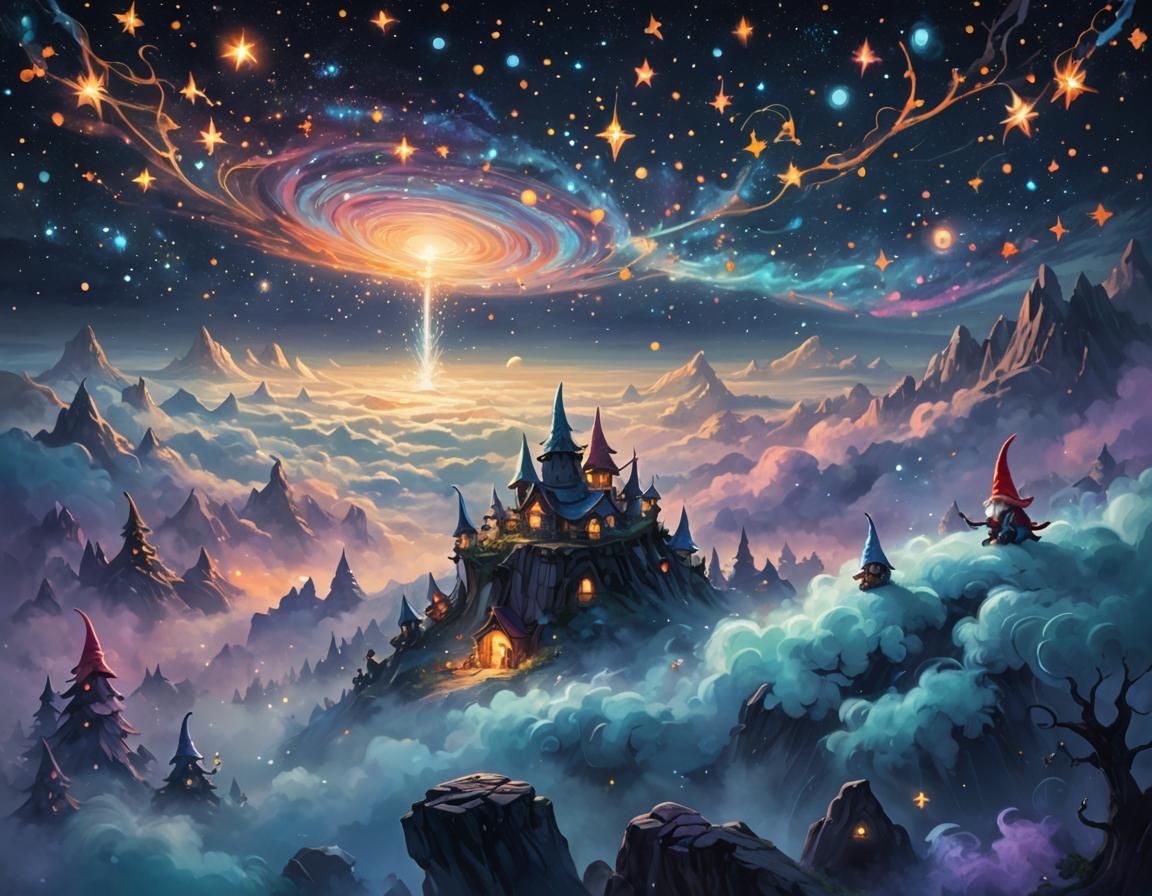 Djinn Gnomes and Monsters Watching Magic Stars