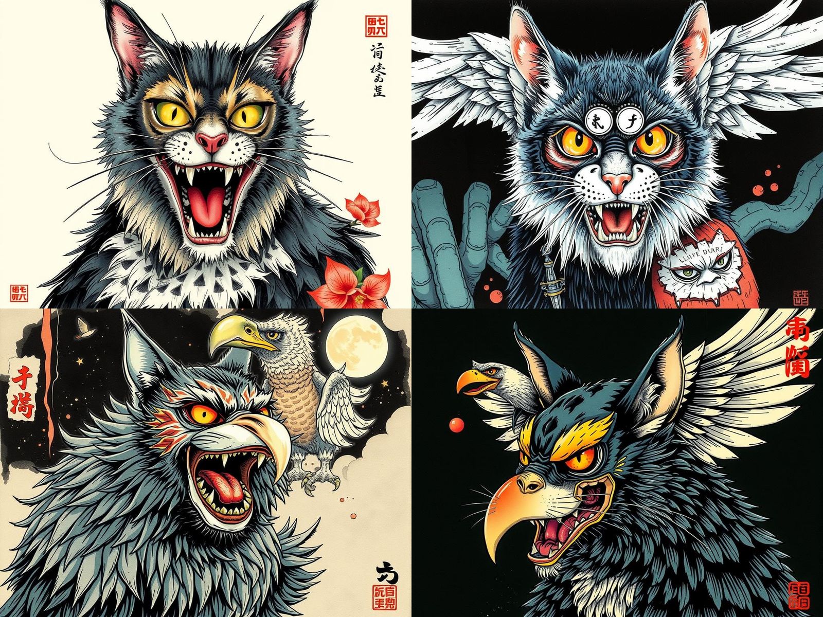 Bizarre Hybrid Creature in Chinese Ink Painting Style