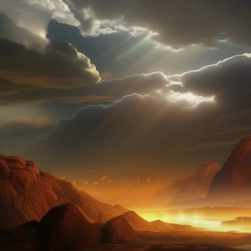 Moses shining face against dark clouds dynamic lighting detailed matte painting 8K resolution