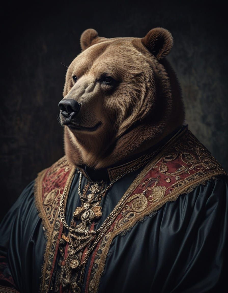 Surreal Bear Dark Pope Artistic Photo Portrait