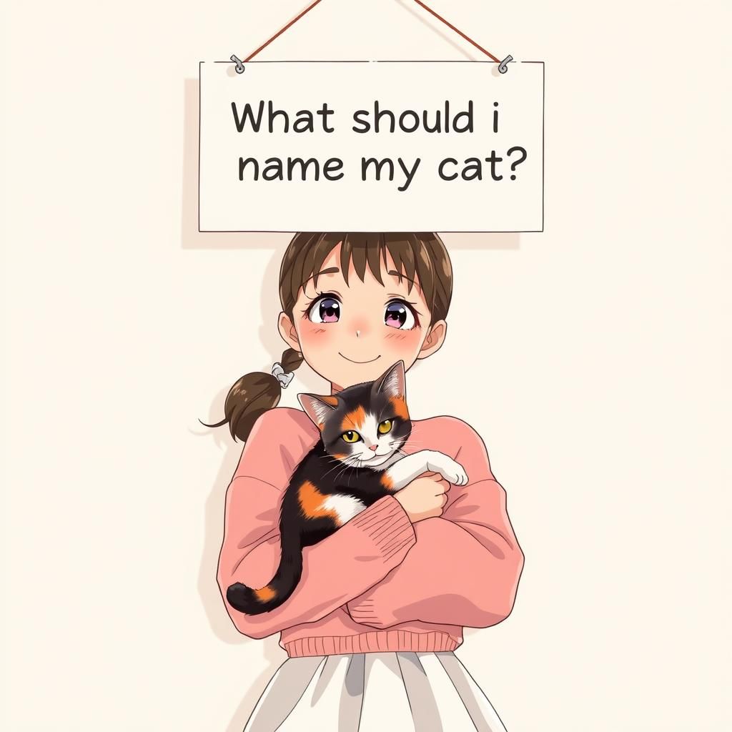 Girl Holds Cat Under Sign, Studio Trigger Style