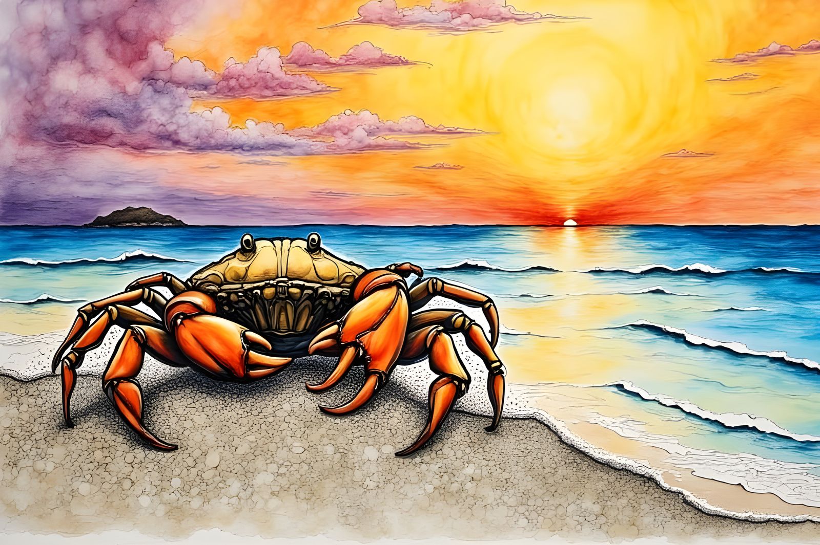 On the Shore at Sunset