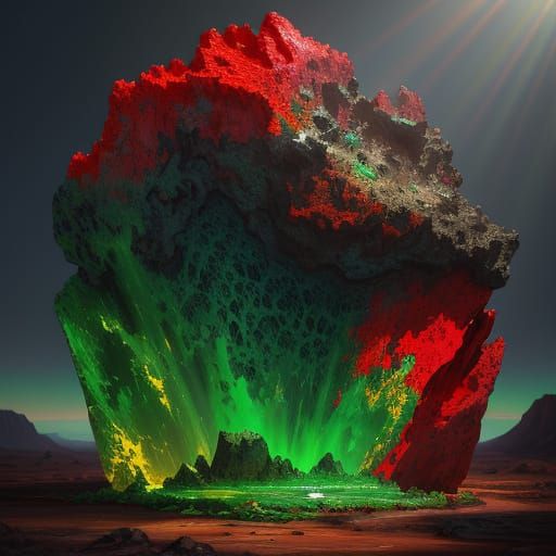 Surreal Gemstone in Desert Landscape Painting