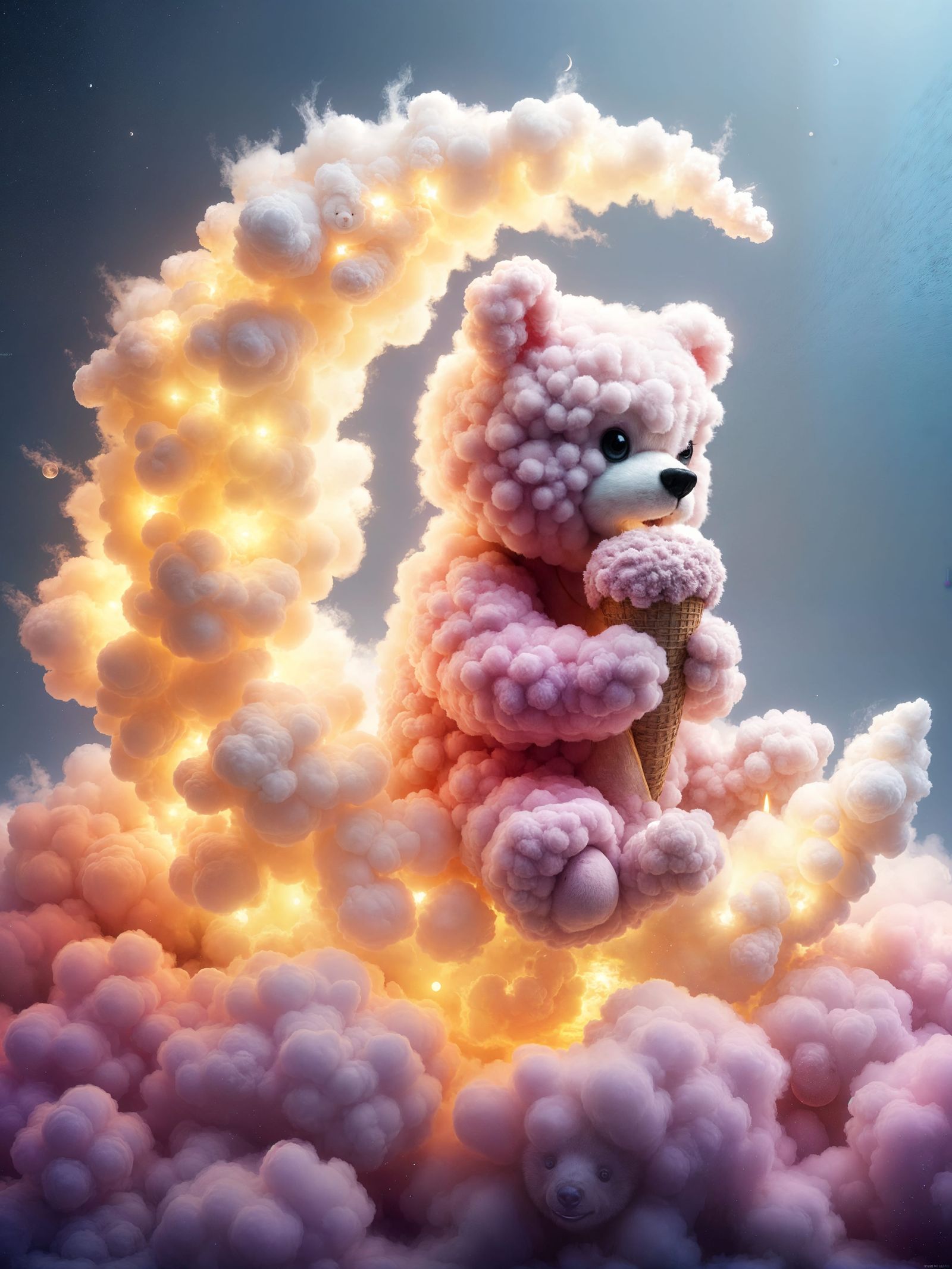 Dreamy Cloud Bear Eats Cloud Ice Cream