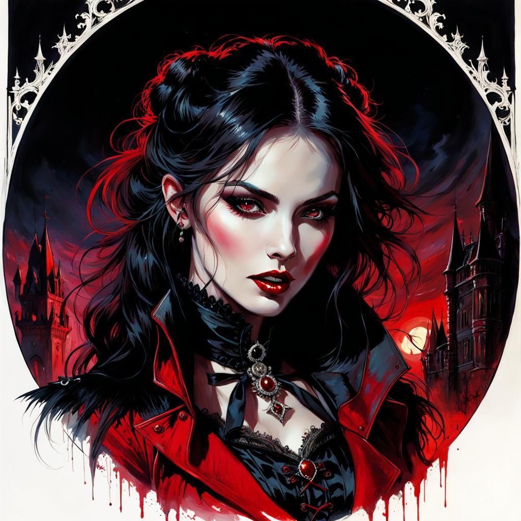 Vampire Woman in Victorian Goth Style
